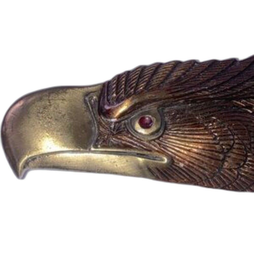 AMERICAN BALD EAGLE 1970s Belt Buckle Made in USA Brass Size 4.75 x 2.55 inches - Picture 2 of 9